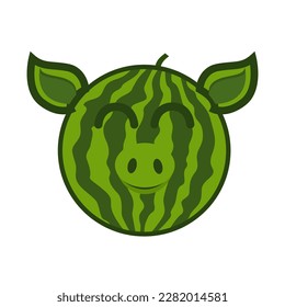 Pig Watermelon Patch V60 Patch Streetwear, Urban Design Green Colors Patch Commercial Use