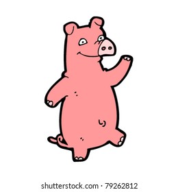 pig waving cartoon