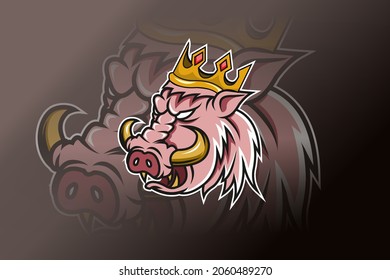 pig wearing crown E-sports team logo template 