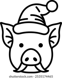 A pig wearing a Santa hat
