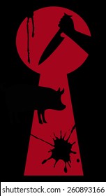 Pig which goes to die with knife