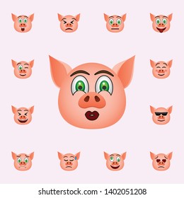 Pig in whistle emoji icon. Pig emoji icons universal set for web and mobile