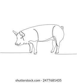 pig, wild boar, livestock, piglet one line art. Continuous line drawing of farm, nature, agriculture, farm animals, rural life, ranch.