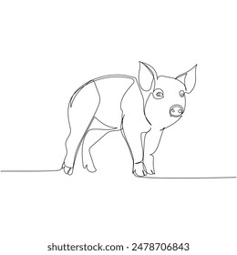 pig, wild boar, livestock, piglet one line art. Continuous line drawing of farm, nature, agriculture, farm animals, rural life, ranch.