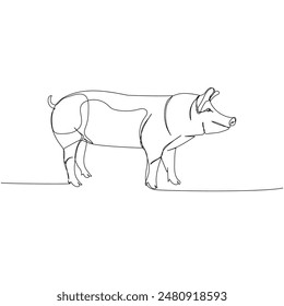 pig, wild boar, livestock, piglet one line art. Continuous line drawing of farm, nature, agriculture, farm animals, rural life, ranch.