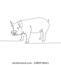 pig, wild boar, livestock, piglet one line art. Continuous line drawing of farm, nature, agriculture, farm animals, rural life, ranch.