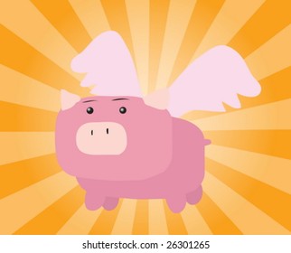 Pig with wings, illustration of when pigs fly