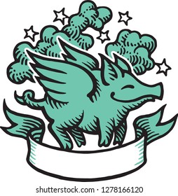 Pig with wings, vector illustration