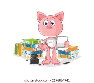 the pig writer vector. cartoon character