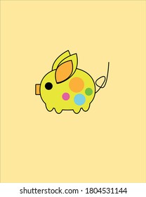 Pig in yellow vector illustration design