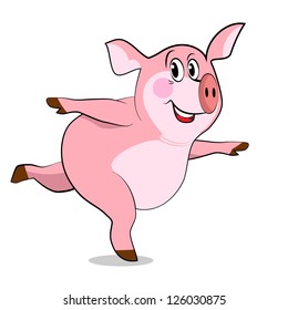 Pig  in yoga poses. Dancing pig