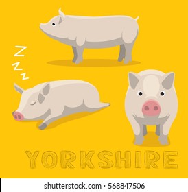 Pig Yorkshire Cartoon Vector Illustration