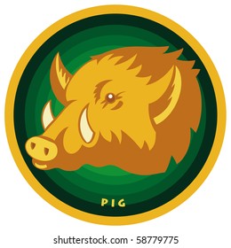 Pig Zodiac icon. Vector