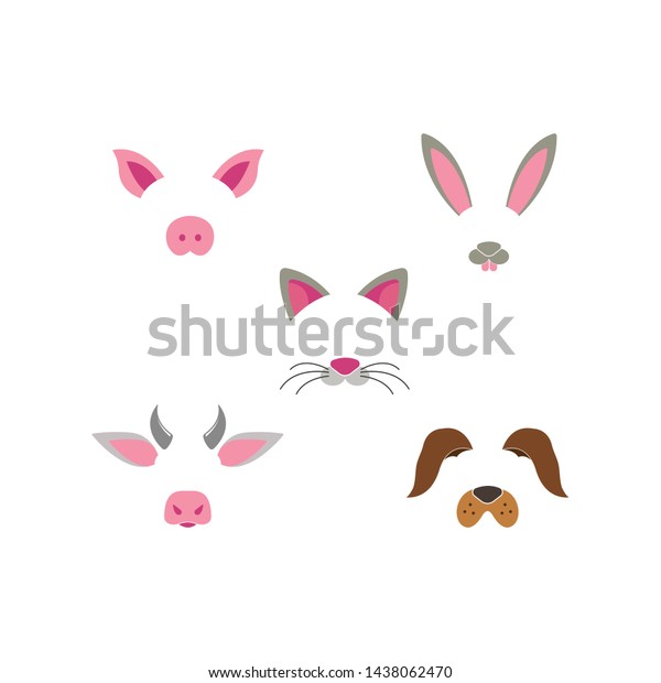 Pigcowrabbitcatdog Face Elements Vector Illustration Design Stock ...