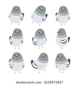 Pombo 2 bonito em um fundo branco, ilustração vetorial.