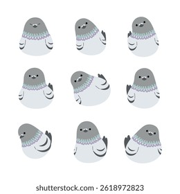 Pombo 4 bonito em um fundo branco, ilustração vetorial.