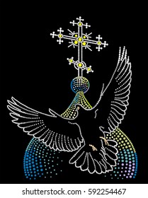 Pigeon against the background of a dome of church