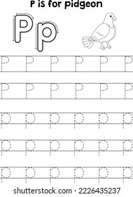 Pigeon Animal Tracing Letter ABC Coloring Page Z