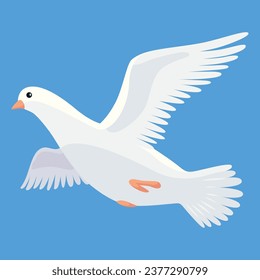 Pigeon animation. Bird motion wings in heaven. Flying migratory pigeon, cartoon vector illustration. Bird dove animation element