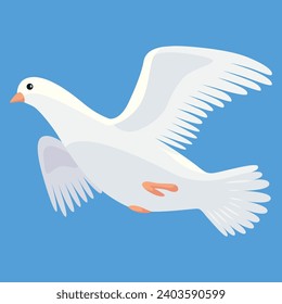 Pigeon animation. Bird motion wings in heaven. Flying migratory pigeon, cartoon vector illustration. Bird dove animation element
