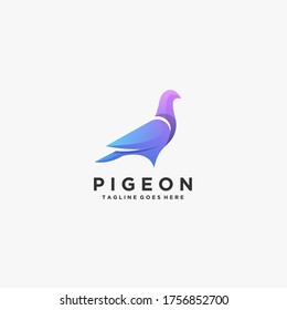 Pigeon Beautiful Pose Illustration Vector Logo.