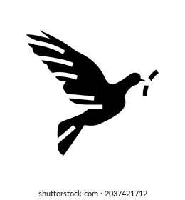 pigeon bird christianity glyph icon vector. pigeon bird christianity sign. isolated contour symbol black illustration