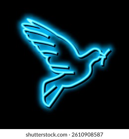 pigeon bird christianity neon light sign vector. pigeon bird christianity illustration