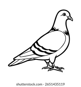 Um pássaro pombo com contorno detalhado em um gráfico de desenho