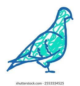 pombo pássaro doodle ícone esboço vetor. sinal pombo pássaro. símbolo isolado ilustração