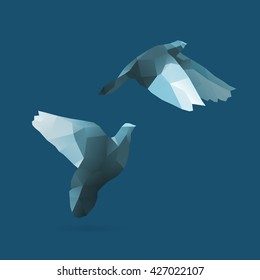 pigeon, bird flight, polygonal illustration