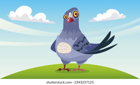 Pigeon bird fly sky city concept. Vector flat graphic design illustration
