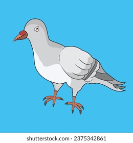 Pigeon bird icon. funny pigeon with cartoon illustration. vector character color flat illustration.