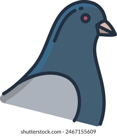 Pigeon bird linear color vector illustration