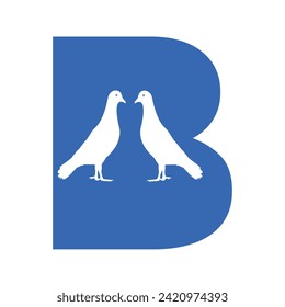 Pigeon Bird Logo combine with letter B vector template