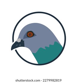 Pigeon bird logo design. Pigeon bird head flat vector illustration isolated on white background. Design for logo, sign or symbol. Vector illustration