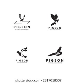Pigeon bird logo vector icon illustration design template