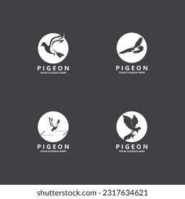 Pigeon bird logo vector icon illustration design template
