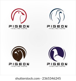 Pigeon bird logo vector icon illustration design template