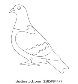 Pigeon bird one line art illustration