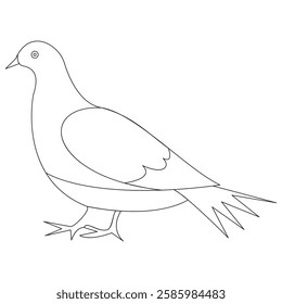 Pigeon bird one line art illustration