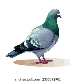 El pájaro pichón se queda. Diseño de caricaturas planas. Icono de pájaro colorido. Plantilla de pichón. Ilustración vectorial aislada en fondo blanco.