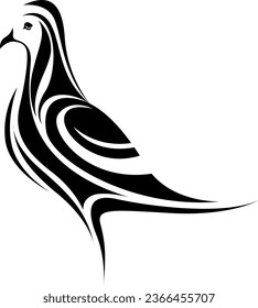 Pigeon bird tattoo, tattoo illustration, vector on a white background.
