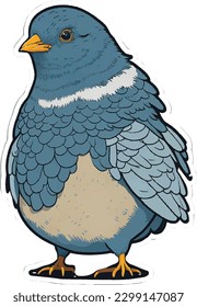 Pigeon Bird vector Sticker isolated on white Background