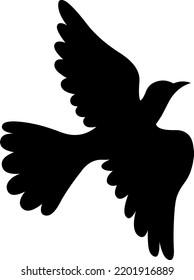 Pigeon. Black and white drawing of a bird. Symbol. Icon. Clip art. Pattern.