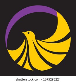 Pigeon and book abstract, Dove round design logo