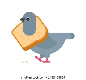 Pigeon with bread around neck. vector illustration