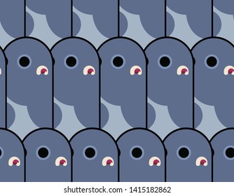 Pigeon cartoon background. Dove pattern seamless. City bird vector illustration.