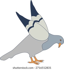 Personaje de dibujos animados de paloma. Ilustración vectorial aislada.