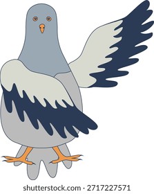 Personaje de dibujos animados de paloma. Ilustración vectorial aislada.