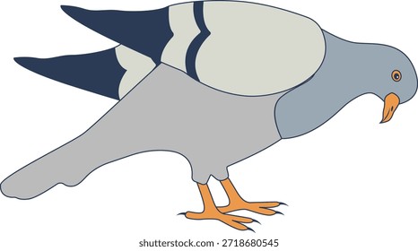 Personaje de dibujos animados de paloma. Ilustración vectorial aislada.